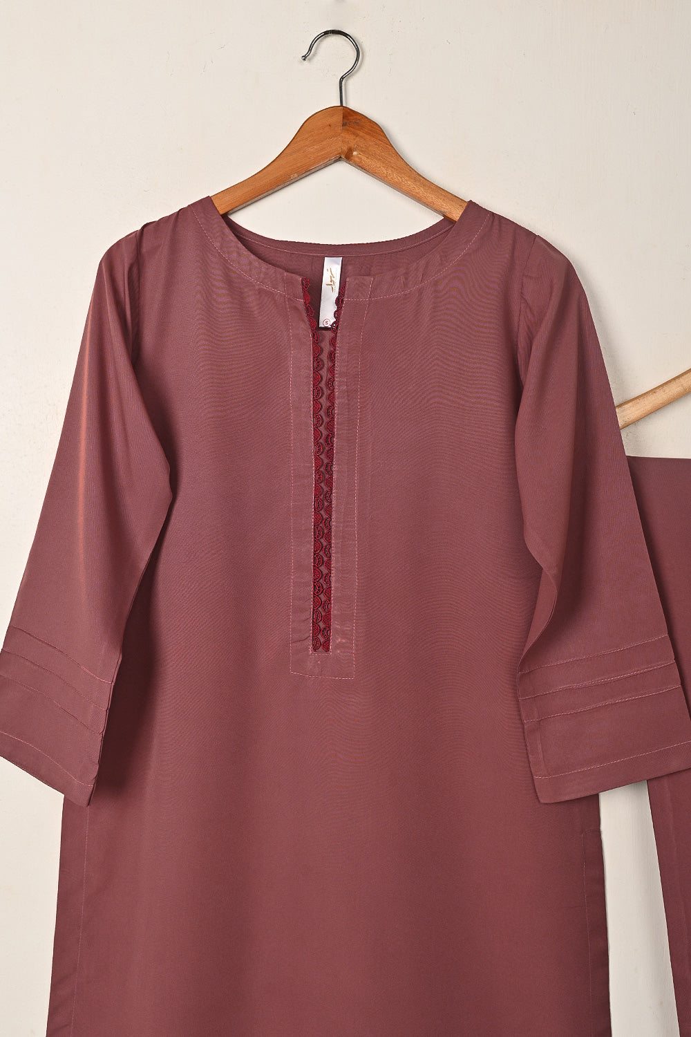 STP-261D-Plum - 2Pc Ready to Wear Malai Solid Dress