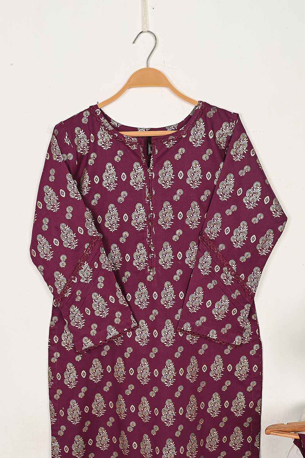 CPTP-14B-Maroon - 2Pc Ready to Wear Cotton Printed Co-Ord Dress