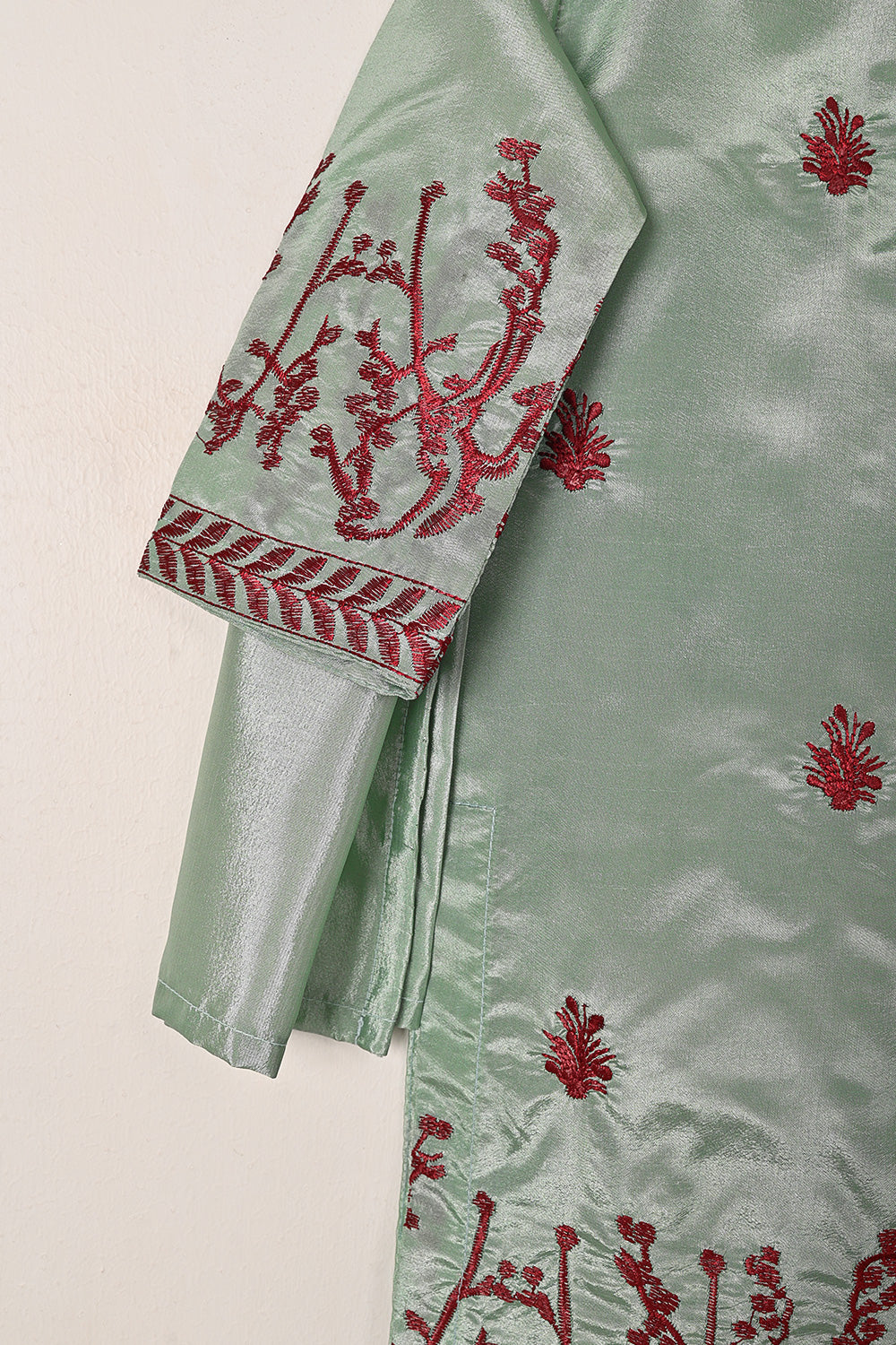 TKF-271-Sea Green - Kids 3Pc Ready to Wear Silk Embroidered Dress