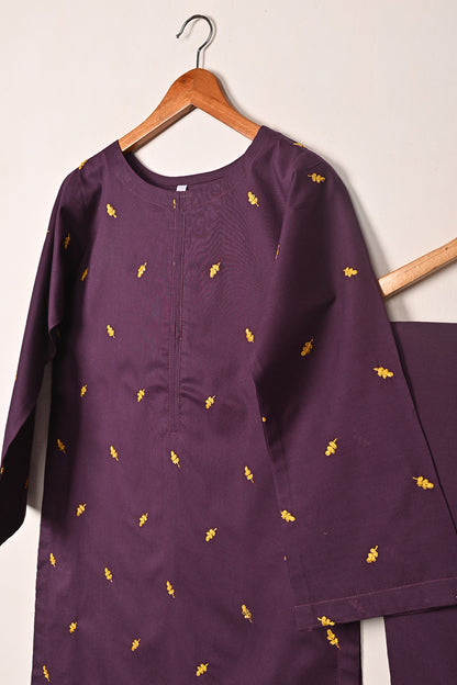 STP-250A-Purple  - 2Pc Ready to Wear Embroidered Cambric Dress