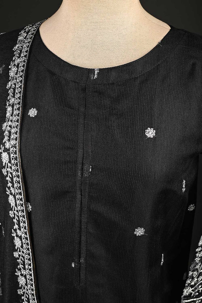 RTW-133-Black - 3Pc Stitched Khaadi Net Dress