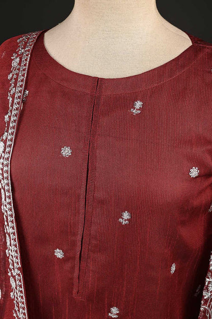 RTW-134-Red - 3Pc Stitched Khaadi Net Dress