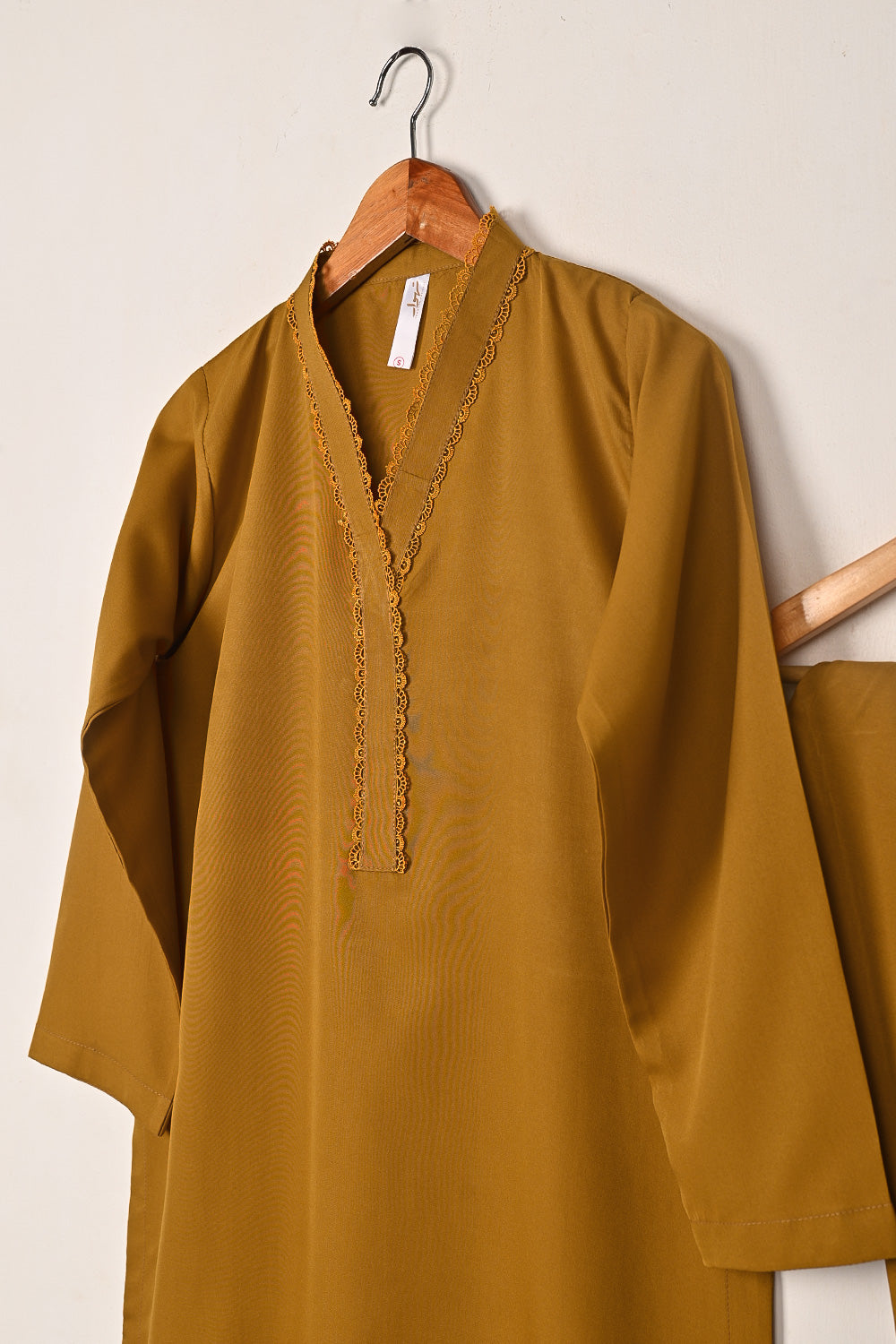 STP-258A-Mustard  - 2Pc Ready to Wear Malai Solid Dress