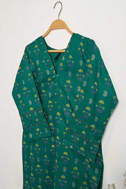 CPTP-16B-green - 2Pc Ready to Wear Cotton Printed Co-Ord Dress