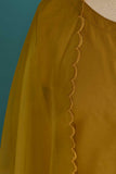 RTW-157-Mustard - 3Pc Stitched Organza Embroidered Cut Work Dress