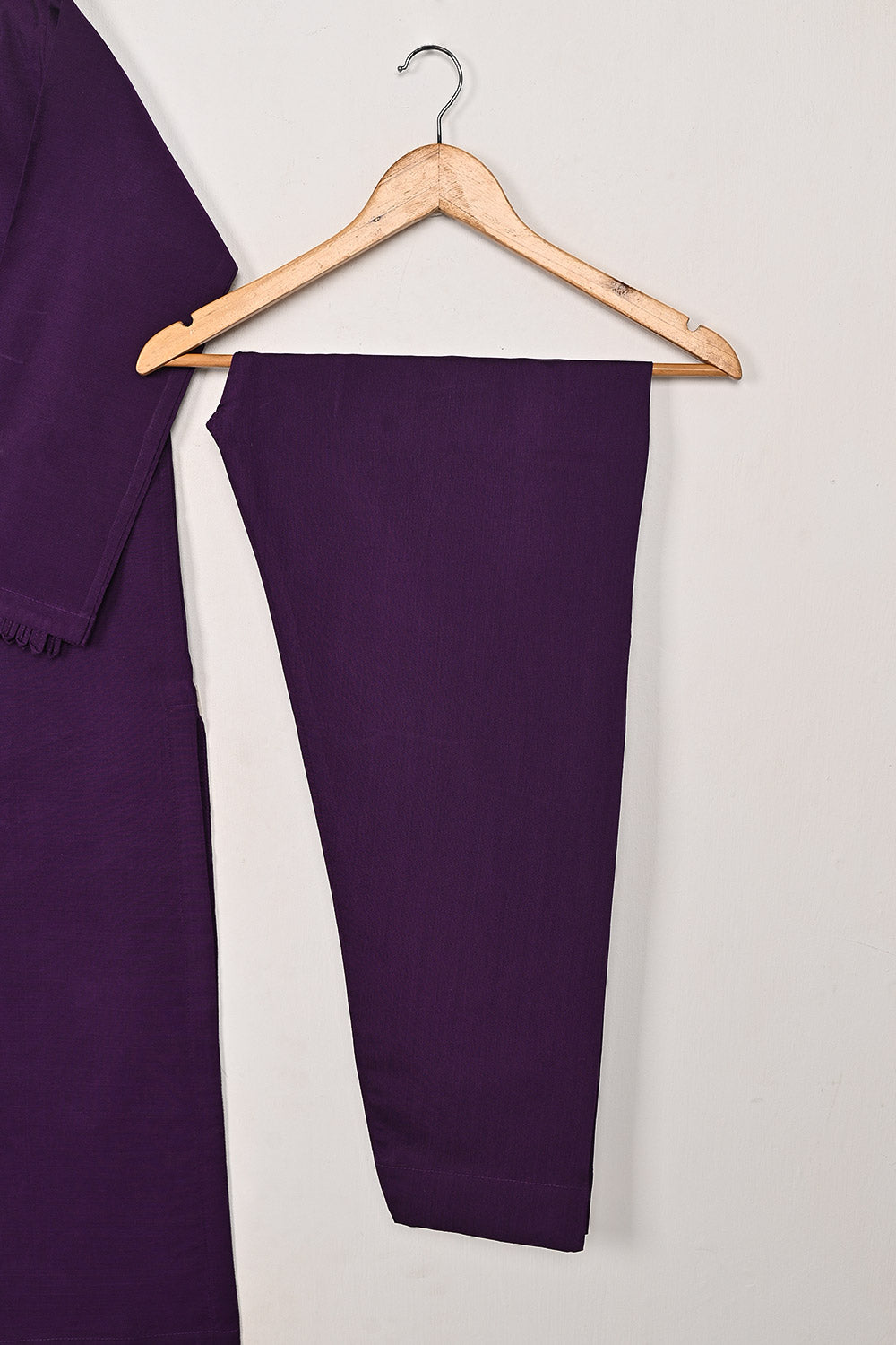 STP-210B-Purple - 2Pc Ready to Wear Cotton Silk Solid Dress