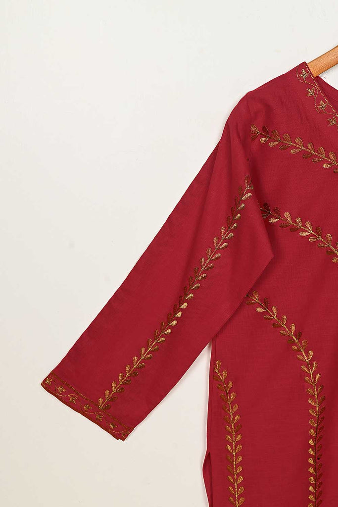 STP-149A-Red - 2PC COTTON EMBROIDERED STITCHED