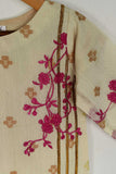 TKF-46-Skin - Kids 3Pc Jacquard Paper Cotton Dress With Malai Trouser