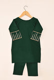 TKF-128-Green-Kids 2Pc Cambric Embroidered Dress