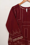 3SP-11B-Maroon - 3PC COTTON EMBROIDERED Dress With Chiffon Embroidered Dupatta
