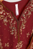 TS-234A-Red - Organza Embroidered Stitched Kurti