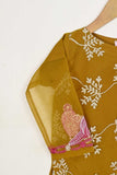 TKF-79-Mustard - Kids 3Pc Organza Formal Embroidered Dress With Malai Trouser
