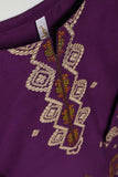 3SP-9B-Purple - 3PC COTTON EMBROIDERED Dress With Chiffon Embroidered Dupatta