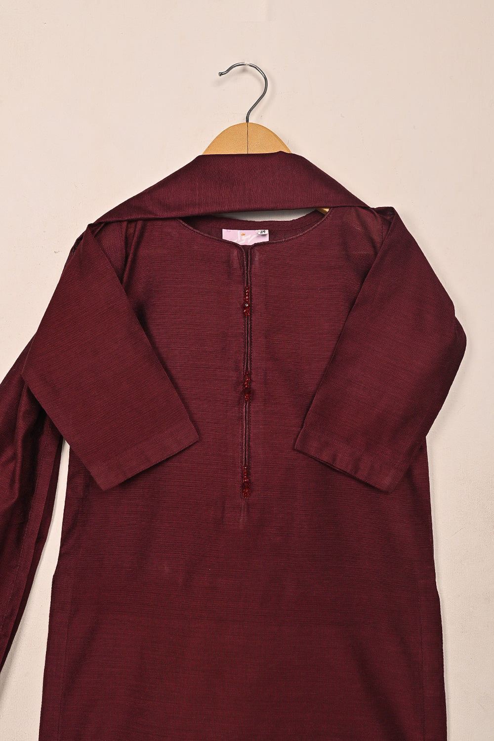 TKF-221-Maroon - Kids 3Pc Ready to Wear Khaddi Dress