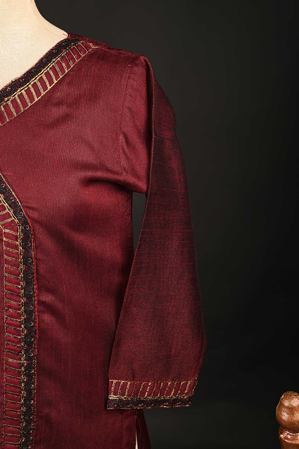 RTW-154-Maroon - 3Pc Stitched Khaadi Net Embroidered Dress