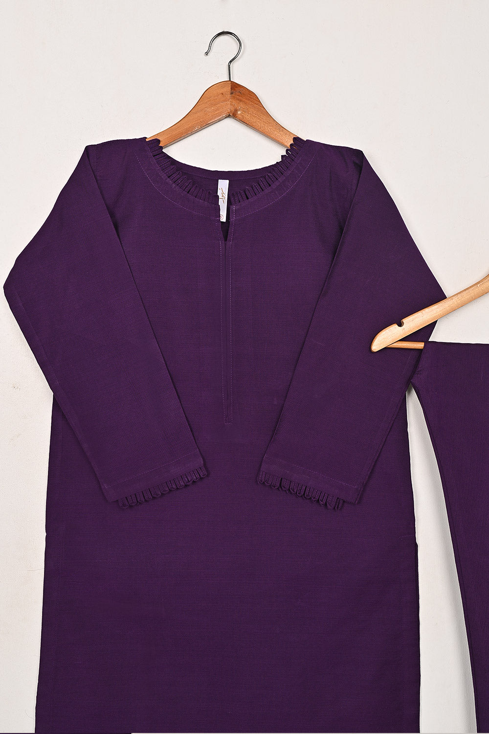 STP-210B-Purple - 2Pc Ready to Wear Cotton Silk Solid Dress