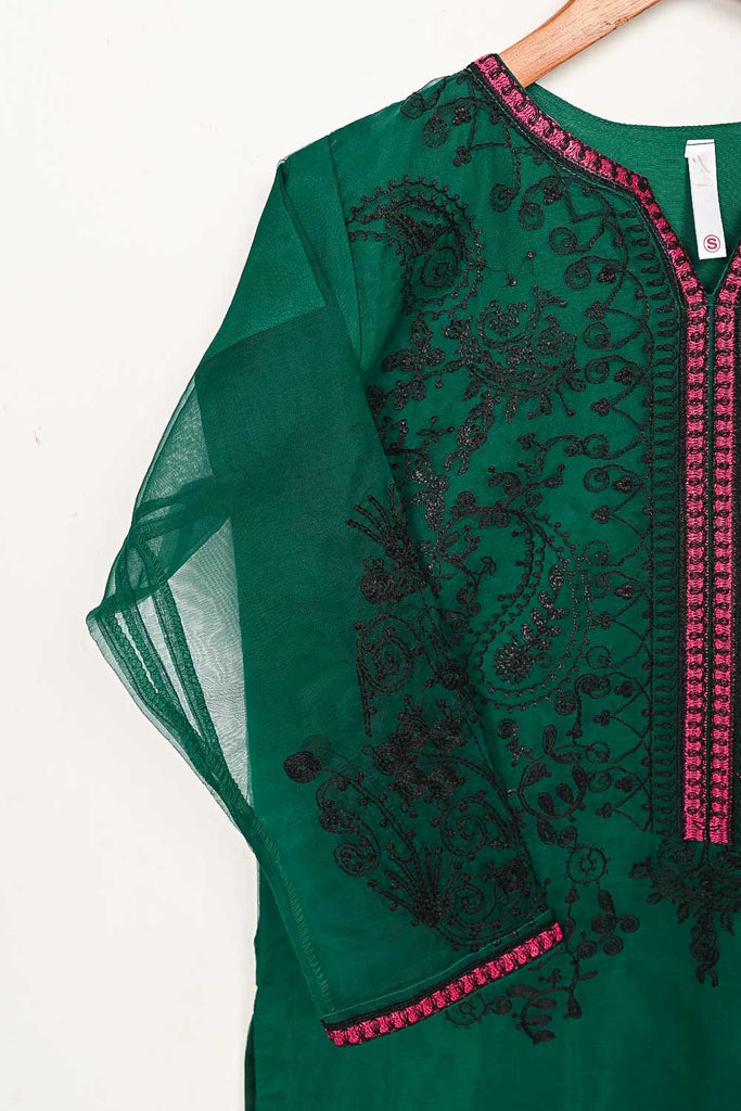 STP-141A-Green - 2Pc Organza Embroidered With Malai Trouser