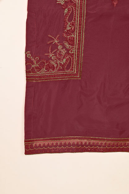 STP-125B-Maroon - 2Pc Organza With Malai Trouser