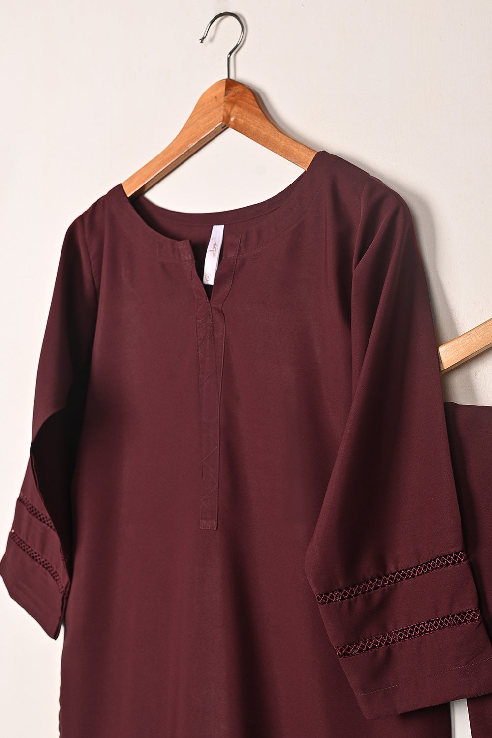 STP-247A-Maroon - 2Pc Ready to Wear Malai Solid Dress