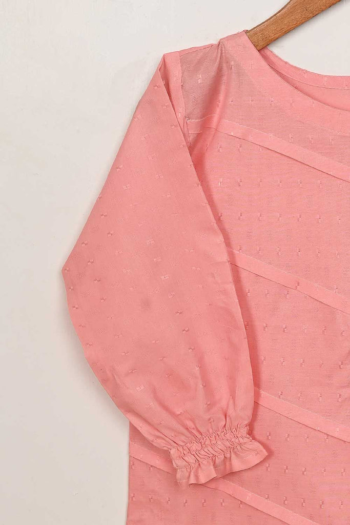 STP-164C-Peach - 2Pc Pc Jacquard Paper Cotton Dress With Pc Jacquard Paper Cotton Trouser