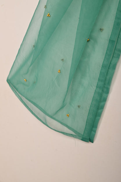 RTW-237-Sea Green - 3Pc Ready to Wear Embroidered Premium Adda Work Organza Dress