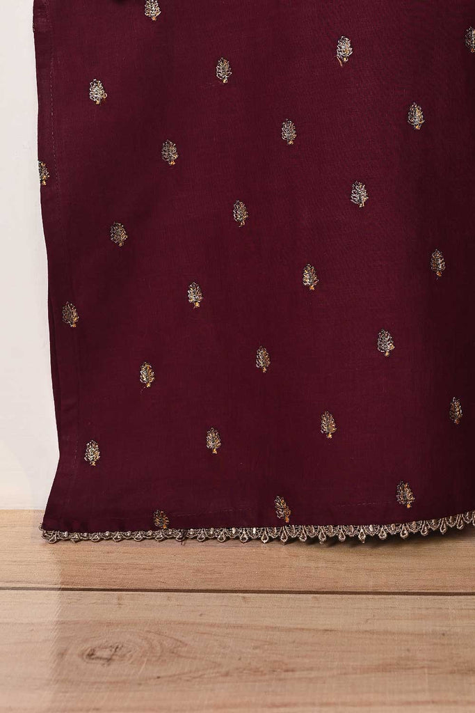 STP-165B-Maroon - 2PC COTTON EMBROIDERED STITCHED