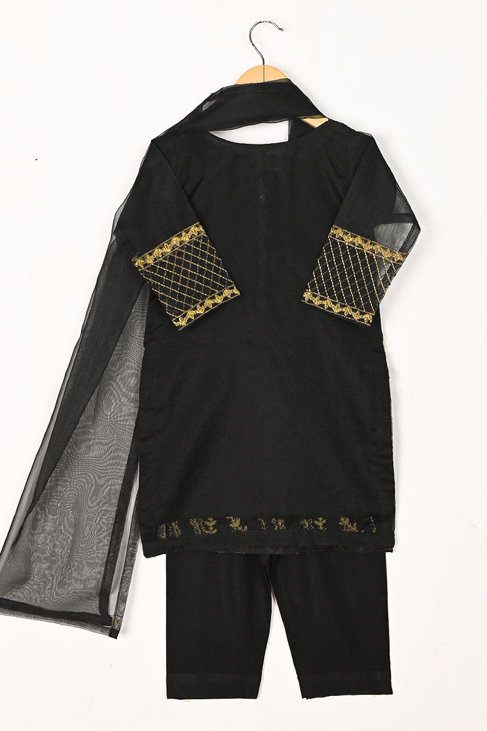 TKF-105-Black - Kids 3Pc Organza Formal Dress