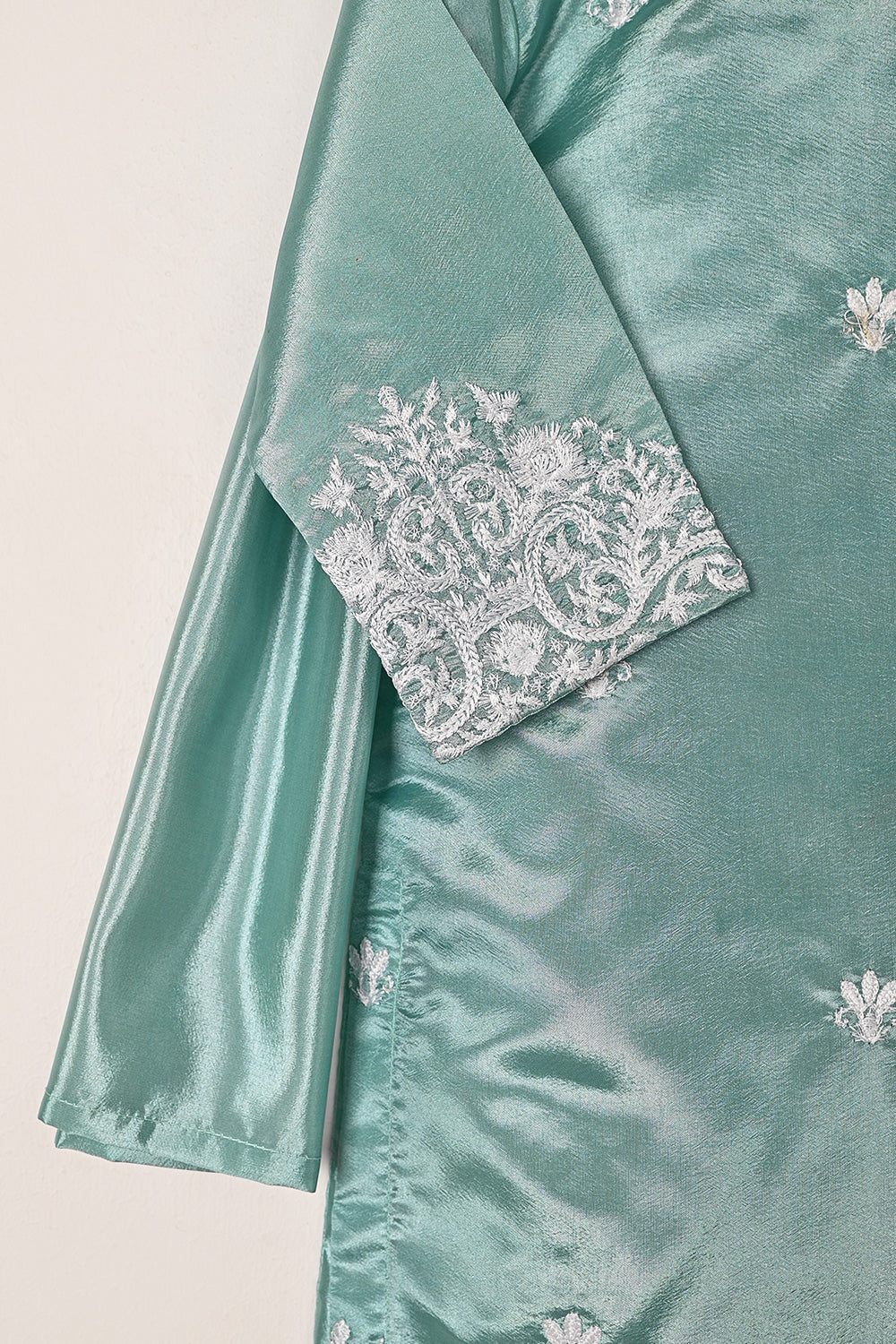 TKF-273-Cyan - Kids 3Pc Ready to Wear Silk Embroidered Dress