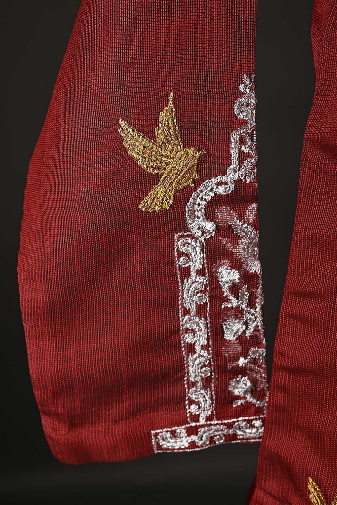 RTW-136-Red - 3Pc Stitched Khaadi Net Dress