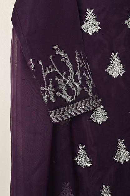 RTW-325-Purple -  3Pc Ready to Wear Embroidered Organza Dress