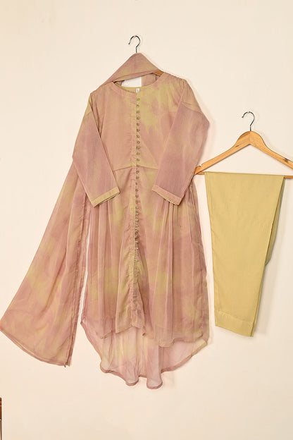 RTW-179-Peach -  3Pc Stitched Chiffon Frock