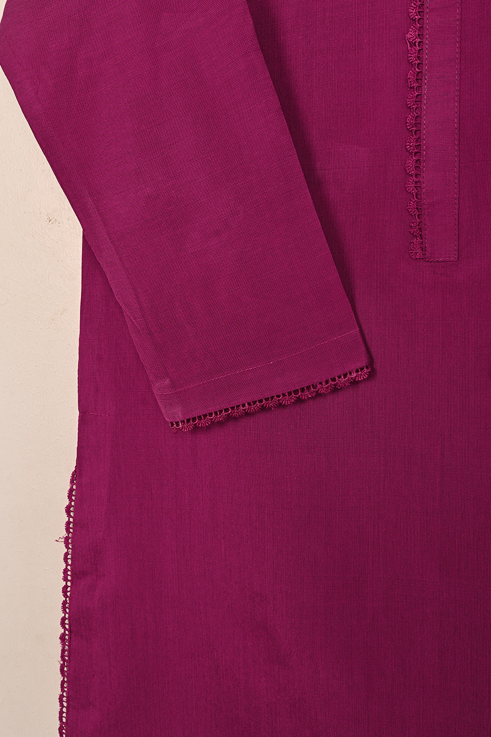 STP-214A-Fuchsia - 2Pc Ready to Wear Cotton Slub Solid Dress