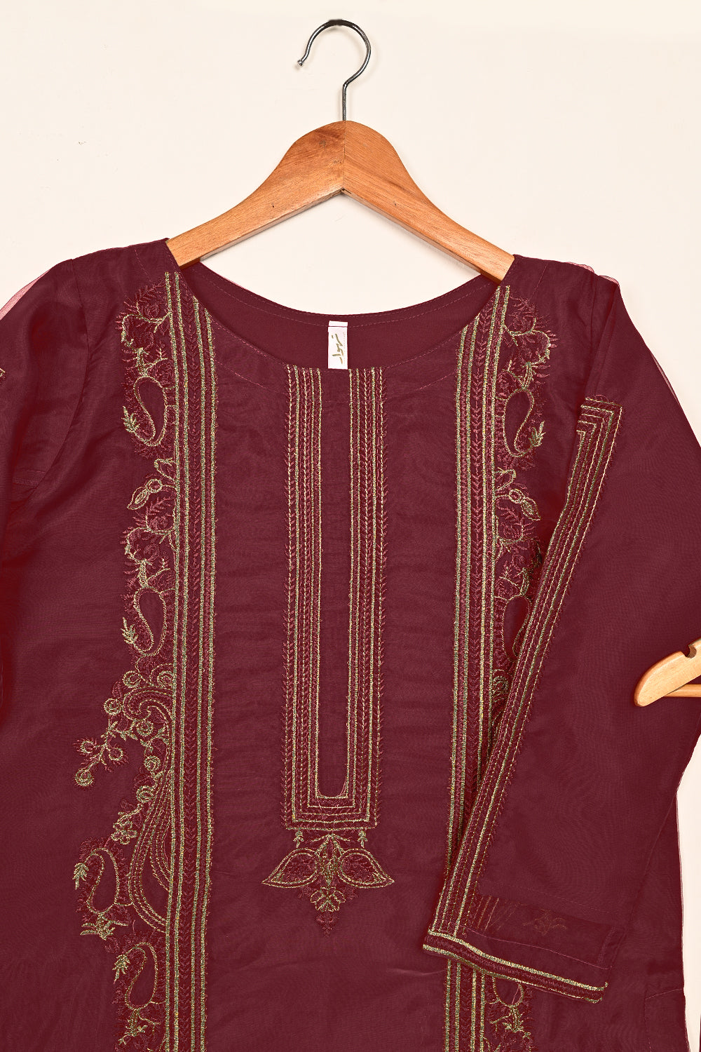 STP-125B-Maroon - 2Pc Organza With Malai Trouser