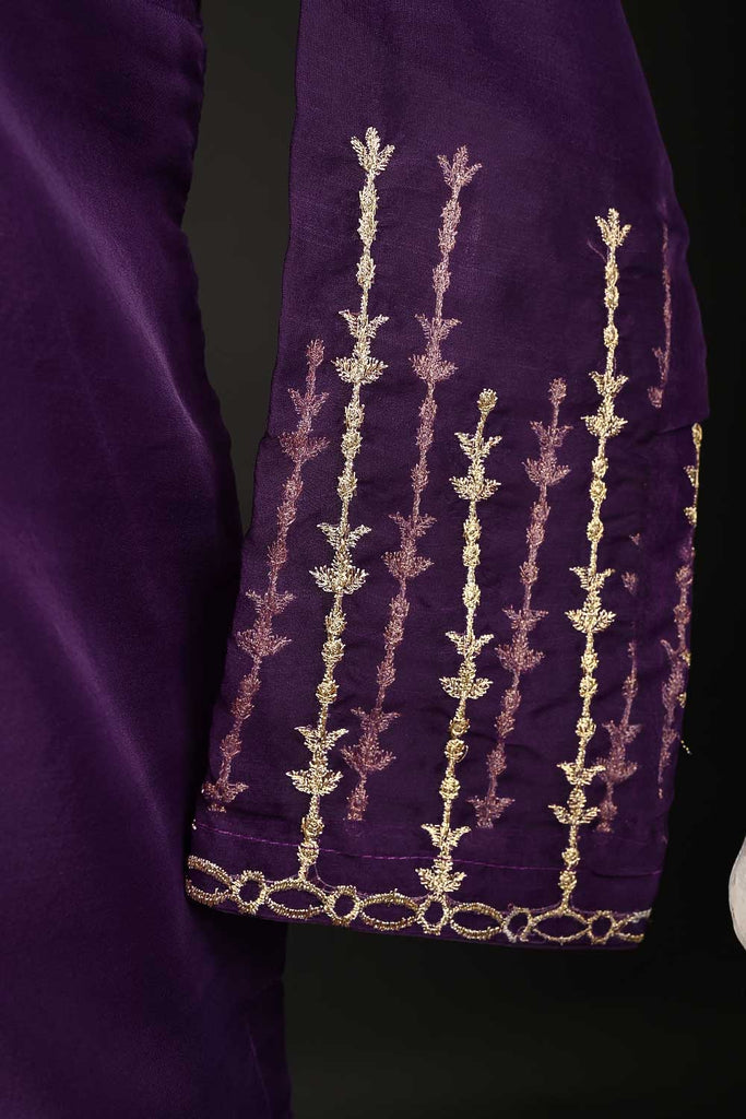 RTW-127-Purple - 3Pc Stitched Organza Dress