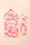 STP-206G-Pink - 2Pc Ready to Wear Spray Contoured Co-Ord Set