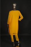 RTW-173-Yellowish Mustard - 3Pc Ready to Wear Embroidered Adda Work Chiffon Dress