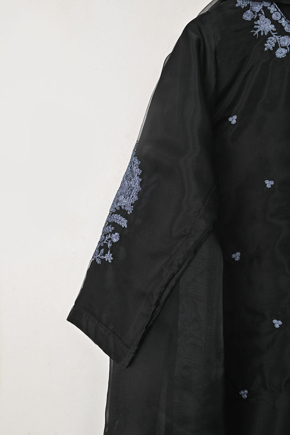 RTW-333-Black -  3Pc Ready to Wear Embroidered Organza Dress