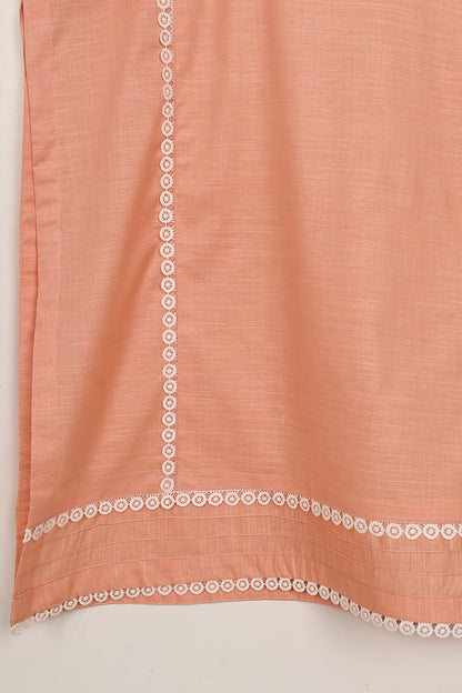 LSTP-1B-Peach - 2Pc Ready to Wear Lawn Slub Dress