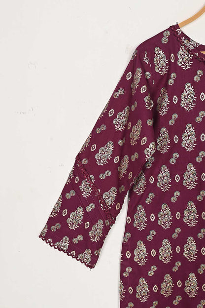 CPTP-14B-Maroon - 2Pc Ready to Wear Cotton Printed Co-Ord Dress