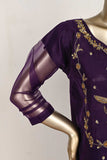 RTW-167-Purple -  3Pc Stitched Embroidered Adda Work Organza Shirt