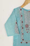 TKF-35-SkyBlue - Kids 3Pc Paper Cotton Dress With Malai Trouser