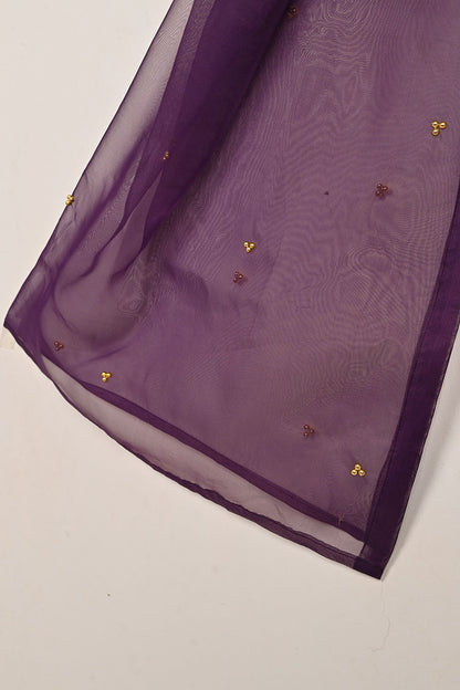 RTW-272-Purple- 3Pc Ready to Wear Embroidered Premium Adda Work Organza Dress