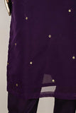 RTW-167-Purple -  3Pc Stitched Embroidered Adda Work Organza Shirt