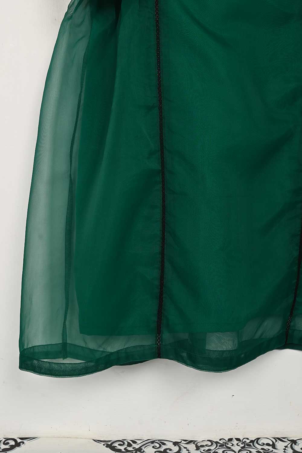 STP-145B-Green - 2Pc Organza Frock With Malai Trouser