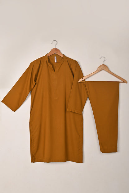 STP-221Q-Mustard - 2Pc Ready to Wear Malai Solid Dress