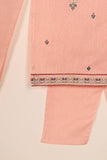 TKF-133-Peach - Kids 3Pc Ready to Wear Embroidered Slub Cotton Dress