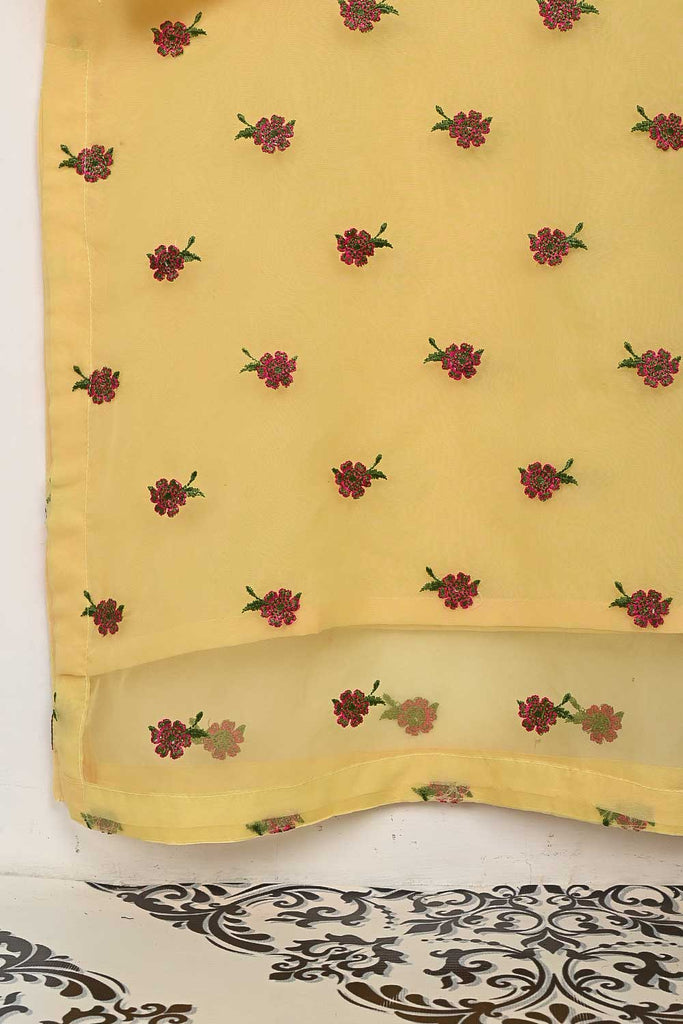 STP-138A-Yellow - 2Pc Organza Embroidered With Malai Trouser