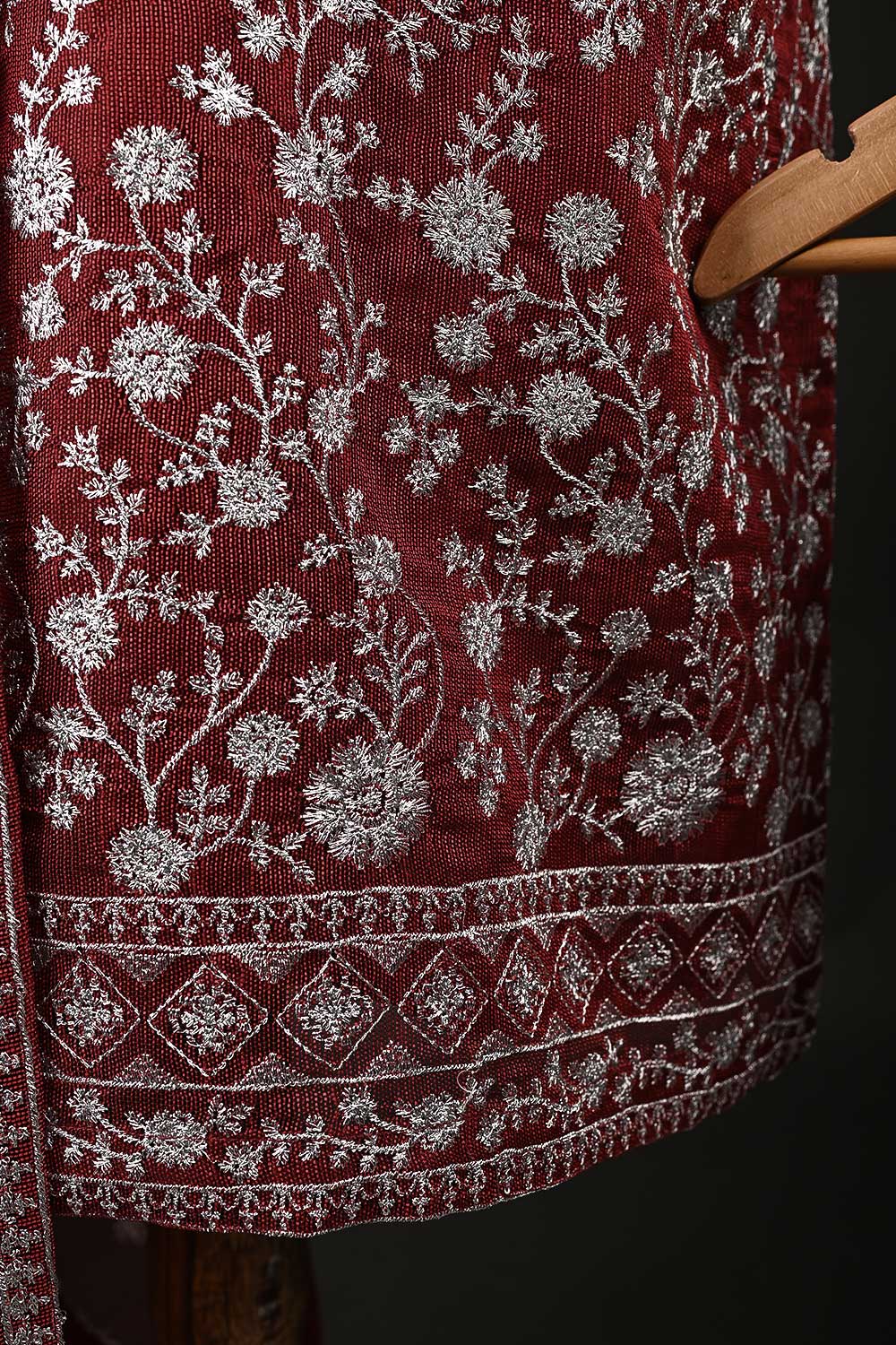 RTW-134-Red - 3Pc Stitched Khaadi Net Dress