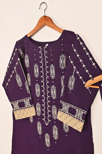 STP-195B-Purple  - 2PC READY TO WEAR EMBROIDERED CAMBRIC DRESS