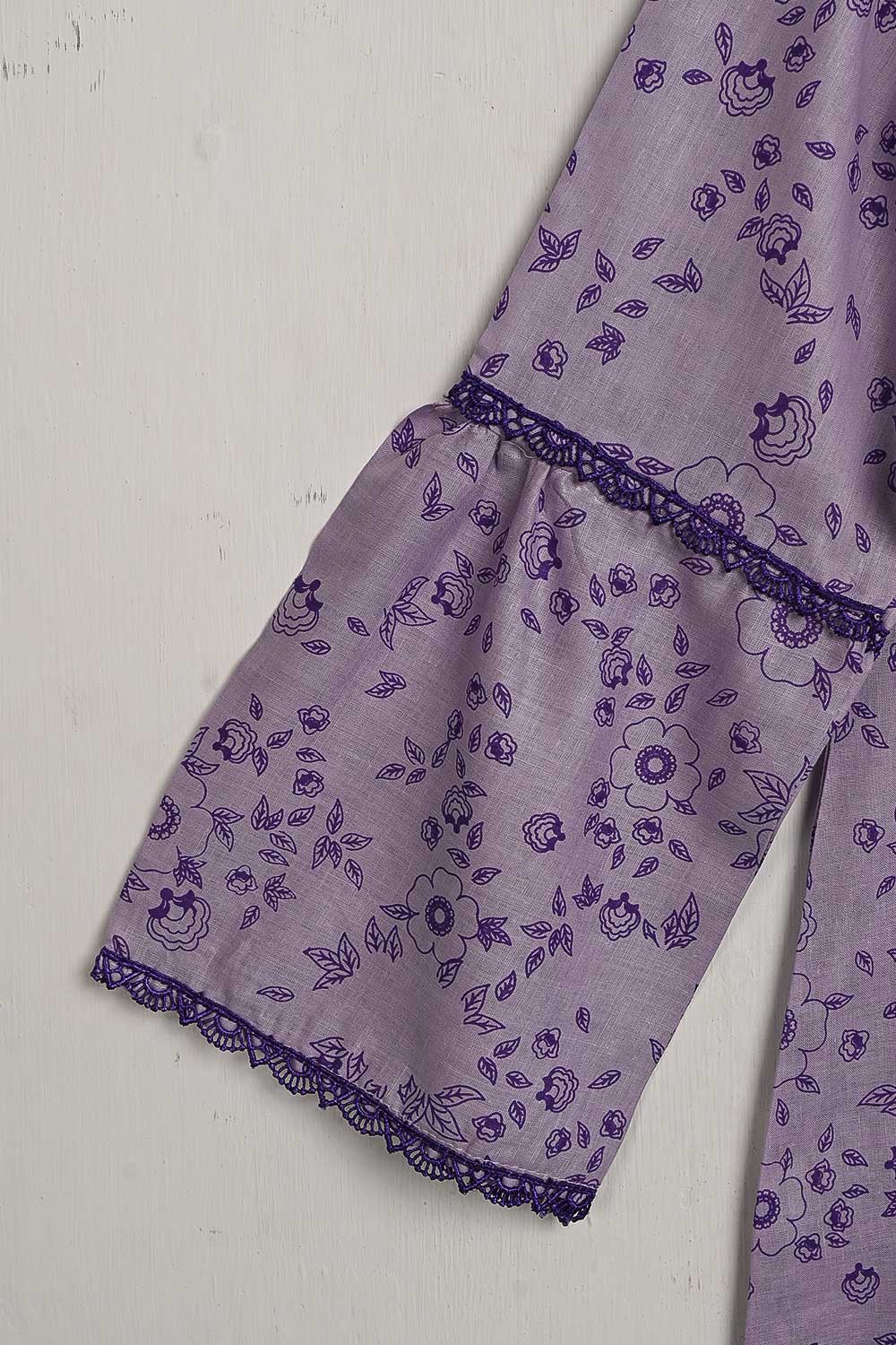 CPTP-17B-Purple - 2Pc Ready to Wear Cotton Printed Co-Ord Dress